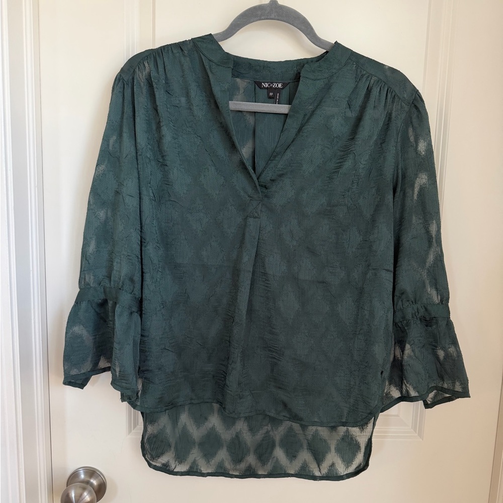 NIC+ZOE Sheer Teal Blouse